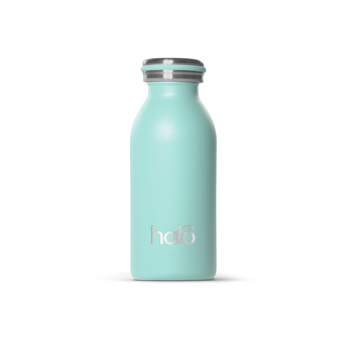 Halo Bottle 350ml green reusable stainless steel water bottle.