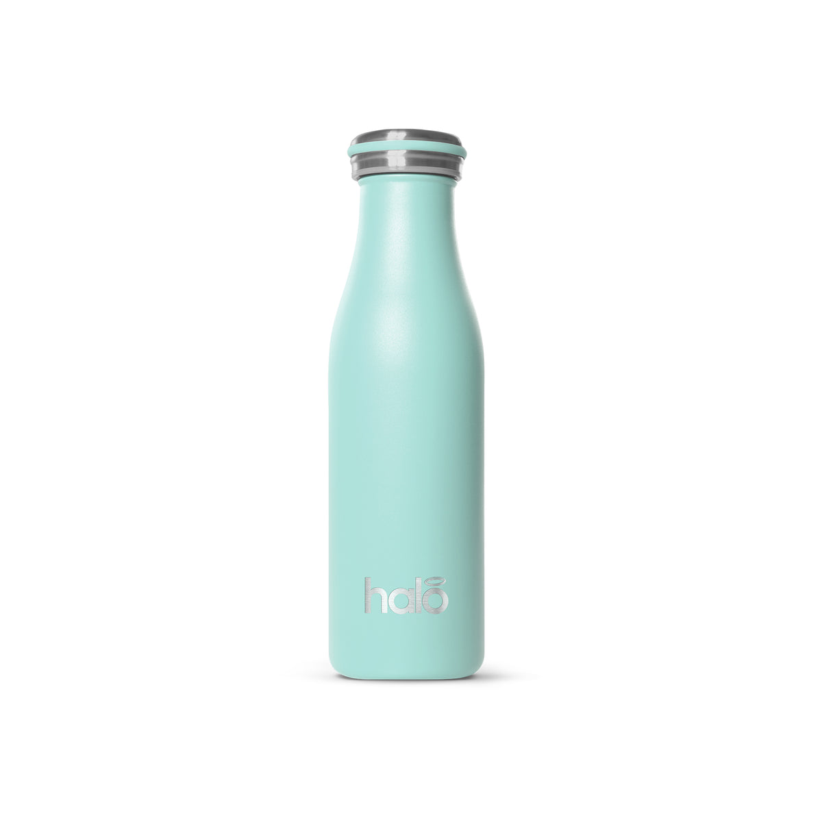 Halo Bottle 500ml green reusable stainless steel water bottle.